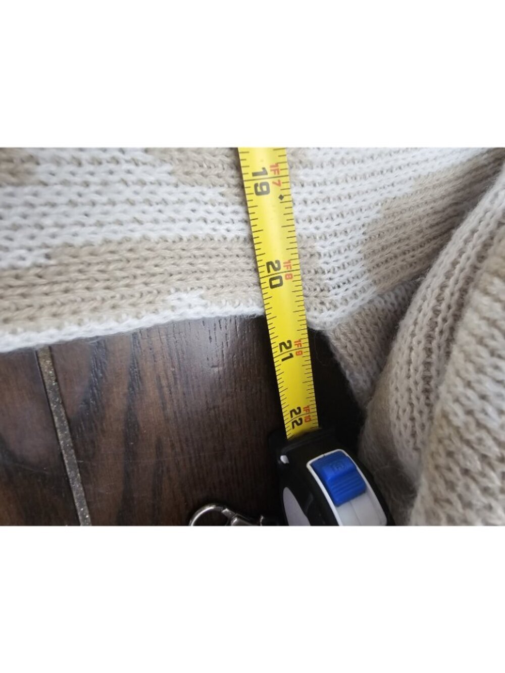 Garland Tan White Vintage Knit Sweater USA Made Women's Large Geometric Pattern - Picture 5 of 5